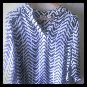 Blk and wht ladies Cato high-lo blouse